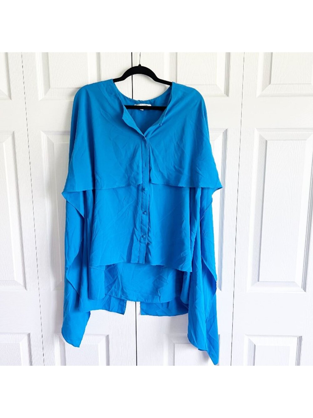 Prabal Gurung Collection Blue Cap Blouse Women's Plus Size 16